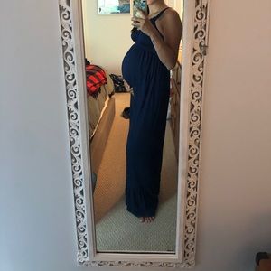 Navy Blue Maternity Maxi Dress
